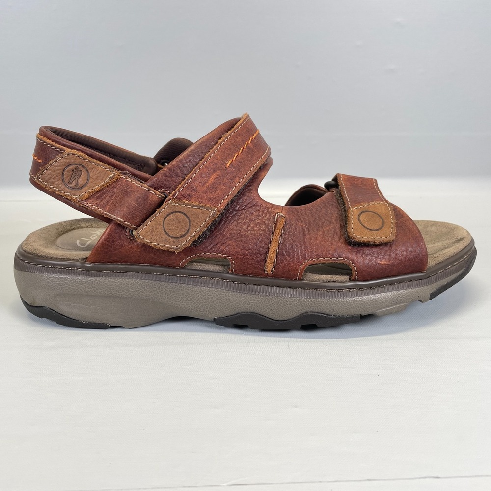 Clarks Raffe Coast Sandals Mens Size 9 M Brown Leather Slingback Casual Shoes